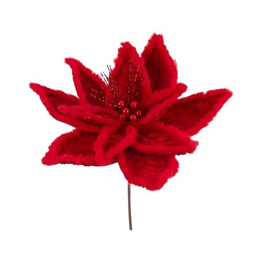 [600-49366] ROJO FLOR CON CON PLUMAS BORDES, 40X31CM