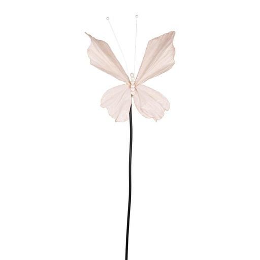 [600-48630] MARIPOSA CON PERLAS BLANCAS Y BEIGE ALAS, 70X175CM