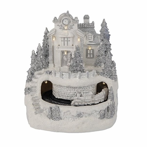 [600-48504] NEVADO MANSIÓN CON TREN, A PILAS, 18.5X17.5X20.5CM