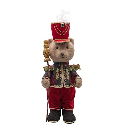 [600-49567] GUARDIA OSO CON ELEGANTE ROJO Y VERDE TRAJE, 21X20X60CM