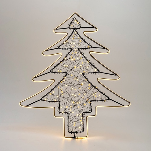[600-23644] ILUMINADO ÁRBOL 37X45CM, 100 MINI LED, ADAPTADOR, NEGRO ESTRUCTURA METÁLICA, HILO DE COBRE NEGRO, LED BLANCO CÁLIDO, CÁLIDO BLANCO TIRA LED COB 2M, CABLE DE ALIMENTACIÓN 3M, IP44