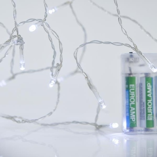 [600-05760] GUIRNALDA LINEAL, 20 LED 5MM, CAJA DE PILAS 3XAA, TEMPORIZADOR, CABLE PVC TRANSPARENTE, LED BLANCO CADA 10CM, CABLE DE ALIMENTACIÓN 50CM, IP20