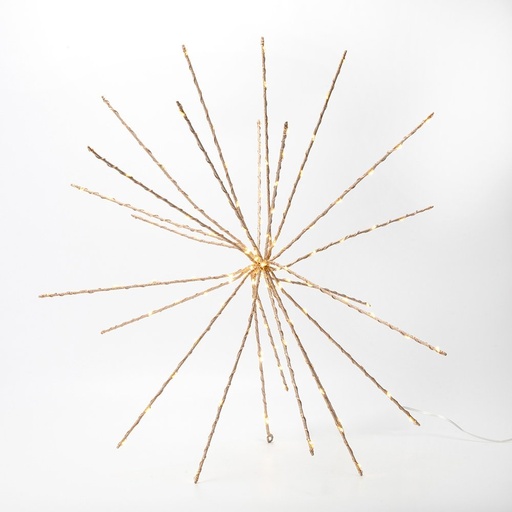 [600-48672] ESTRELLA RADIAL CON PURPURINA 50CM, 168 MINI LED, ADAPTADOR, HILO DE COBRE BRONCE, BRONCE ESTRUCTURA METÁLICA, LED BLANCO CÁLIDO, CABLE DE ALIMENTACIÓN 5M, IP44