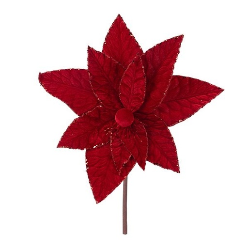 [600-49360] ROJO TERCIOPELO FLOR CON ESTAMBRES, 44X30CM