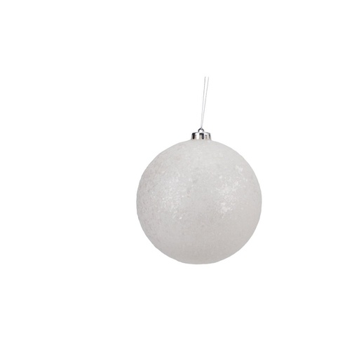 [600-49590] PLÁSTICO BOLA, BLANCO, CON BLANCO PURPURINA COPOS, JUEGO 2UDS, 20CM
