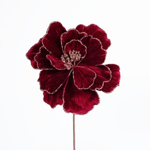 [600-48245] ANÉMONA FLOR, BURDEOS CON DORADO CONTORNO, 33X45CM