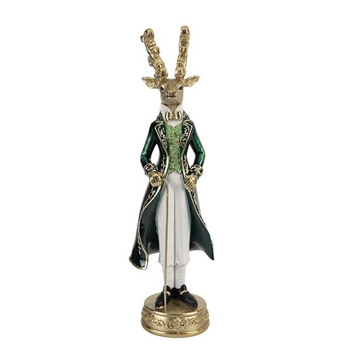 [600-48543] ARISTOCRÁTICO POLIRRESINA RENO, CON ESMERALDA REAL ATUENDO, 41CM