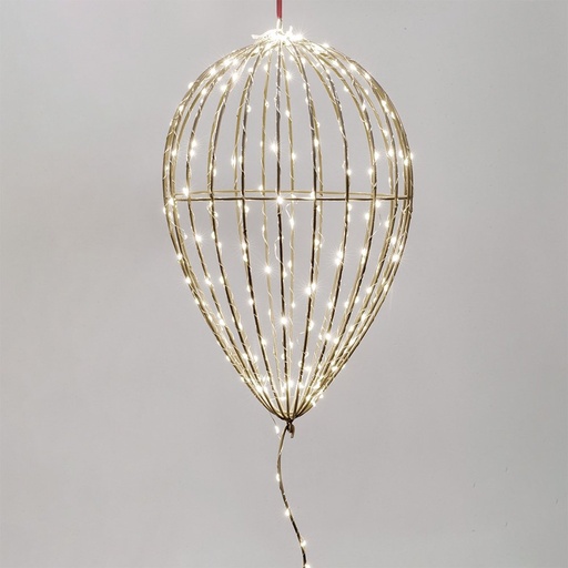 [600-22612] ILUMINADO GLOBO 24X24X77CM, 283 MINI LED, ADAPTADOR, TEMPORIZADOR, CHAMPÁN ESTRUCTURA METÁLICA, HILO DE COBRE PLATEADO, LED BLANCO CÁLIDO & LED BLANCO CÁLIDO INTERMITENTE, CABLE DE ALIMENTACIÓN 5M, IP44