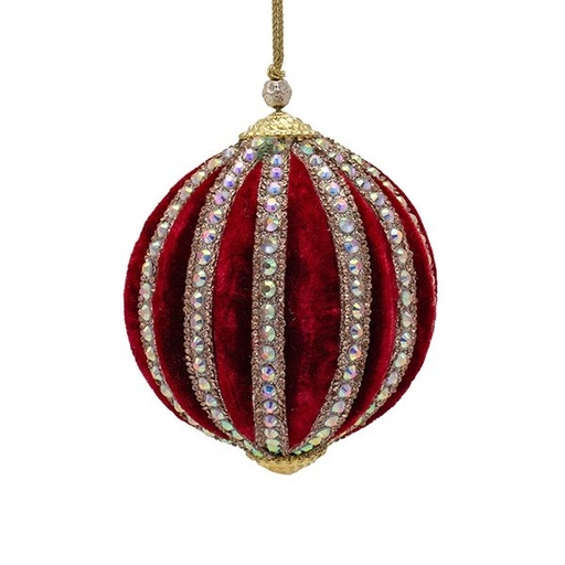 [600-49152] TERCIOPELO BOLA, BURDEOS, LUJO, CON PEDRERÍA BORDE, 10CM