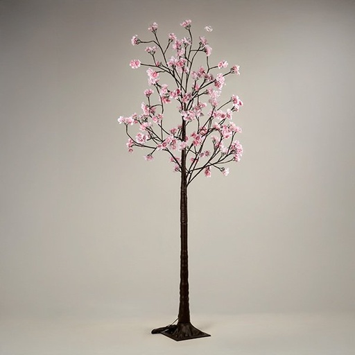 [600-30738] ALMENDRA ÁRBOL CON ROSA FLORES 1,8M, ADAPTADOR, 96 LED BLANCO CÁLIDO 3MM, CABLE DE ALIMENTACIÓN 3M, IP44