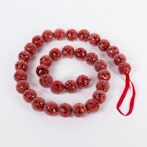 [600-48252] CADENA DE BRILLANTE ROJO CUENTAS, 120CM