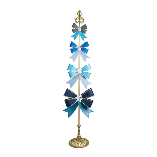 [600-49457] METAL SUELO DECORACIÓN CON LAZOS EN TONOS DE AZUL, 53.5X37X231CM