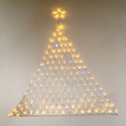 [600-17531] RED, ÁRBOL CON ESTRELLA, 158 LED 5MM, 4.5V ADAPTADOR, CABLE PVC TRANSPARENTE, 142 LED BLANCO CÁLIDO & 16 BLANCO INTERMITENTE LED (H150 X W140CM), CABLE DE ALIMENTACIÓN 3M, IP44
