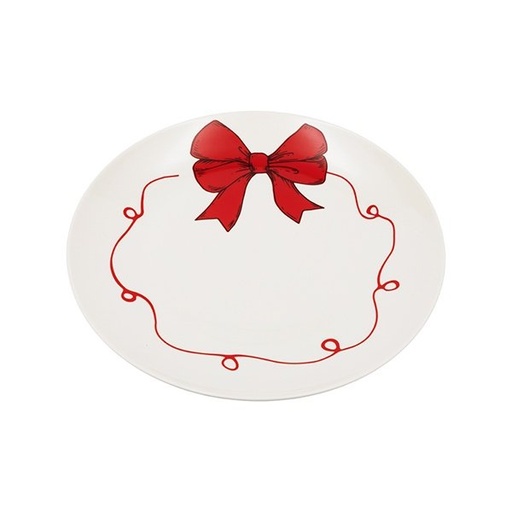 [600-48481] PLATO CON LAZO ROJO, JUEGO 2UDS, 20CM