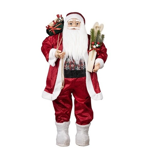 [600-48497] PAPÁ NOEL CON BURDEOS TERCIOPELO ROPA Y HIELO PATINES, 90CM