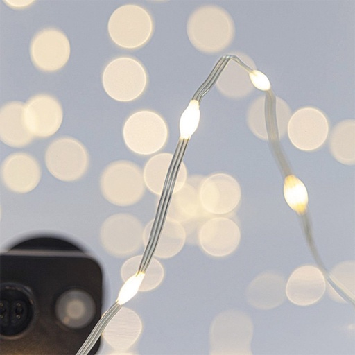 [600-11762] GUIRNALDA LINEAL, 300 MINI LED, ADAPTADOR, 8 M/H Y MEMORIA, TRANSPARENTE PLANO HILO DE COBRE, LUZ DÍA LED CADA 5CM, CABLE DE ALIMENTACIÓN 5M, IP44