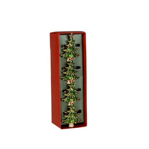 [600-49476] SERVILLETA AROS CON ÁRBOL DE NAVIDAD, METAL, JUEGO 4UDS