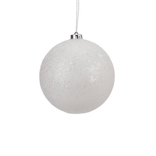 [600-48798] PLÁSTICO BOLA, BLANCO, CON BLANCO PURPURINA COPOS, JUEGO 6UDS, 10CM