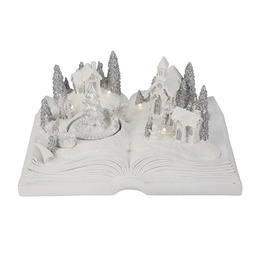 ABIERTO LIBRO CON NAVIDAD NEVADO ESCENA, A PILAS, 21.7X14.8X10.2CM