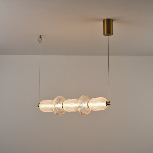 LÁMPARA DE TECHO COLGANTE LINEAL VIDRIO / METAL LED 24W 1900Lm 3000K 250X860X1460mm REGULABLE TRIAC ARTE ILLUMINA VERENA