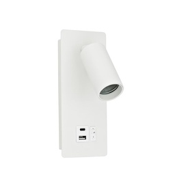 APLIQUE DE LECTURA ALUMINIO 1XGU10 MÁX.8W Ø40X80mm CON USB TIPO C ARTE ILLUMINA VON