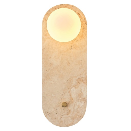 [144-50061] APLIQUE DE PARED TRAVERTINO / VIDRIO 1XG9 MÁX. 7W 140X120X380mm ARTE ILLUMINA LITO