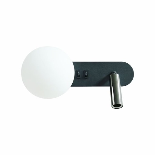 [145-22082] APLIQUE DE LECTURA 1xG9 Max 7W +LED 3W 150Lm 3000K 270x152x120mm ARTE ILLUMINA NODE
