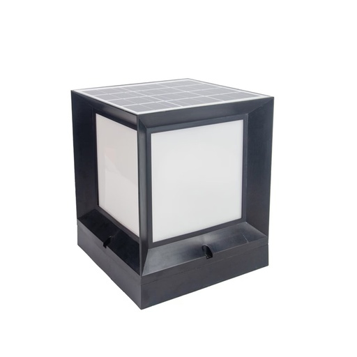 [145-20830] LUMINARIA SUELO SOLAR CUADRADO DE PLÁSTICO LED 4W (3000-4000-6500K) Y 1xE27 Máx. 10W 150x150x190mm IP44 NEGRO ARTE ILLUMINA